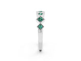 White gold Milgrain Square Bezel Round Green Sapphire Chevron Band_8