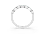 White gold Milgrain Square Bezel Round Green Sapphire Chevron Band_9