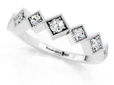 White gold Milgrain Square Bezel Round Moissanite Chevron Band_7