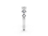 White gold Milgrain Square Bezel Round Moissanite Chevron Band_8