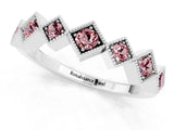 White gold Milgrain Square Bezel Round Morganite Chevron Band_7