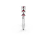 White gold Milgrain Square Bezel Round Morganite Chevron Band_8