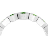 White gold Milgrain Square Bezel Round Peridot Chevron Band_10