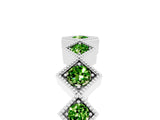 White gold Milgrain Square Bezel Round Peridot Chevron Band_11