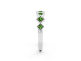 White gold Milgrain Square Bezel Round Peridot Chevron Band_8