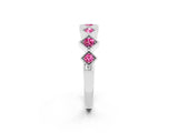 White gold Milgrain Square Bezel Round Pink Sapphire Chevron Band_20