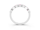 White gold Milgrain Square Bezel Round Pink Sapphire Chevron Band_21