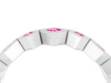 White gold Milgrain Square Bezel Round Pink Sapphire Chevron Band_23