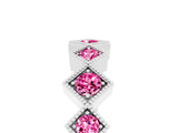 White gold Milgrain Square Bezel Round Pink Sapphire Chevron Band_23