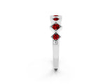 White gold Milgrain Square Bezel Round Ruby Chevron Band_8