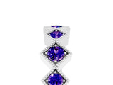 White gold Milgrain Square Bezel Round Tanzanite Chevron Band_11