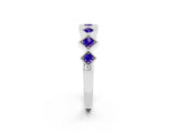 White gold Milgrain Square Bezel Round Tanzanite Chevron Band_8