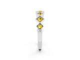 White gold Milgrain Square Bezel Round Yellow Sapphire Chevron Band_20