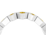 White gold Milgrain Square Bezel Round Yellow Sapphire Chevron Band_22