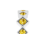 White gold Milgrain Square Bezel Round Yellow Sapphire Chevron Band_23