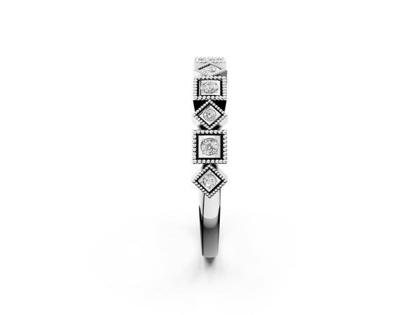 Platinum Milgrain Square Diamond Eternity Band with Bezel Setting