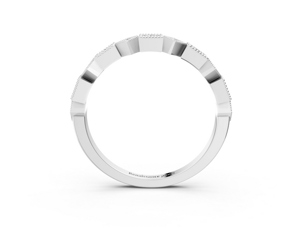 Silver Milgrain Square Diamond Eternity Band with Bezel Setting