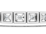 White gold Milgrain Square Link Bracelet with Round Cut Diamonds in Bezel Setting_5