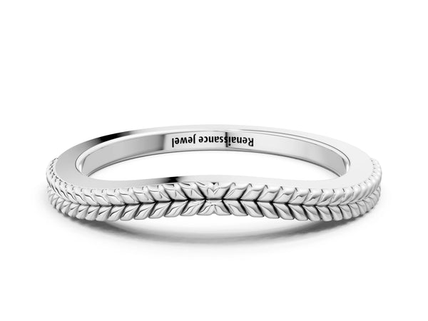Platinum Milgrain Twist Contour Wedding Band