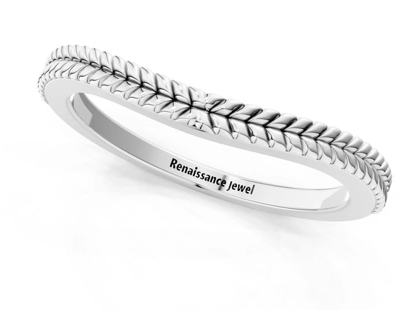 Platinum Milgrain Twist Contour Wedding Band