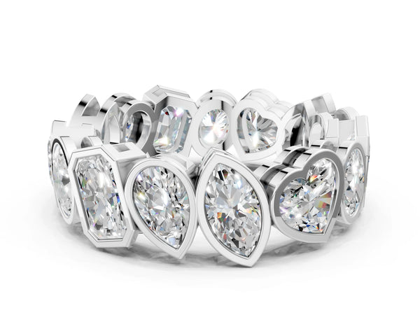 Platinum Mixed Shape Diamond Bezel Set Eternity Wedding Band