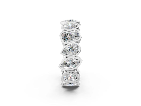 Platinum Mixed Shape Diamond Bezel Set Eternity Wedding Band