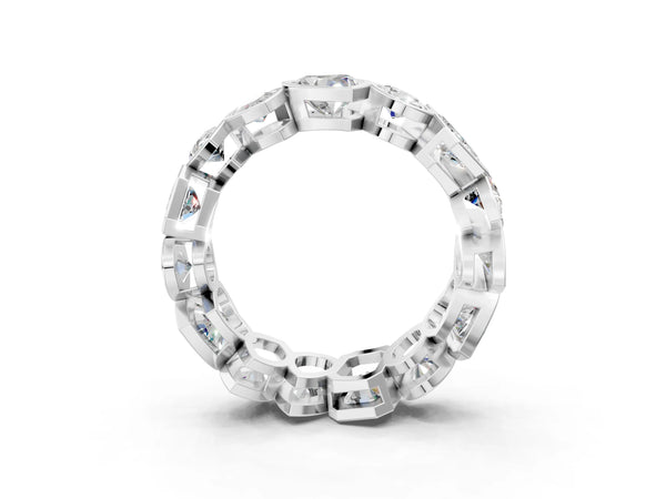 Platinum Mixed Shape Diamond Bezel Set Eternity Wedding Band