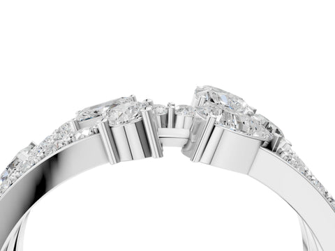 White gold Mixed Shape Diamond Multi Row Promise Ring with Round Diamond Accents_4