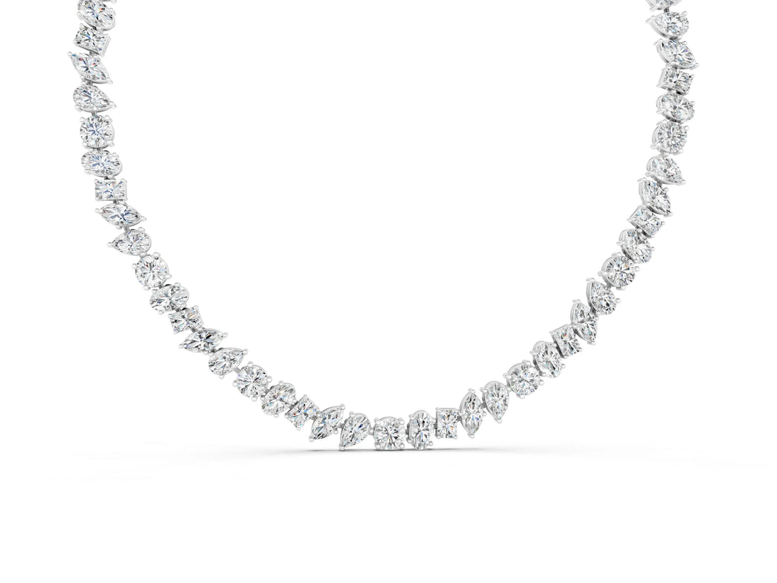 White gold Mixed Shape Diamond Tennis Necklace