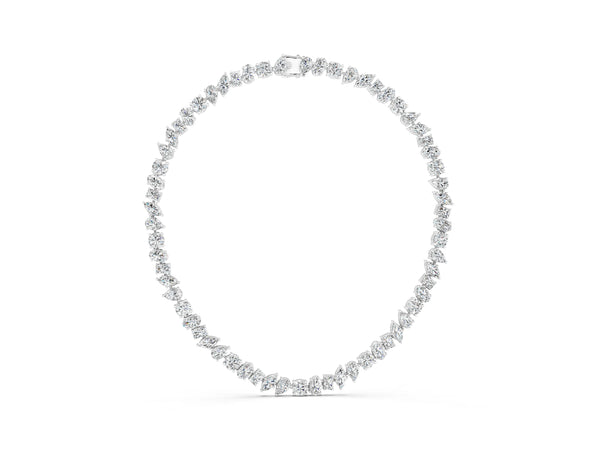 Platinum Mixed Shape Diamond Tennis Necklace