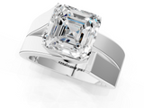 White gold Modern Tension Set Asscher Solitaire Wide Band Ring_64