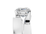 White gold Modern Tension Set Asscher Solitaire Wide Band Ring_69