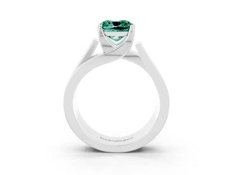White gold Modern Tension Set Cushion Cut Green Sapphire Solitaire Wide Band Ring_3