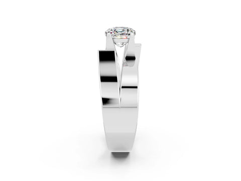 White gold Modern Tension Set Cushion Cut Moissanite Solitaire Wide Band Ring_2
