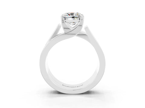 White gold Modern Tension Set Cushion Cut Moissanite Solitaire Wide Band Ring_3