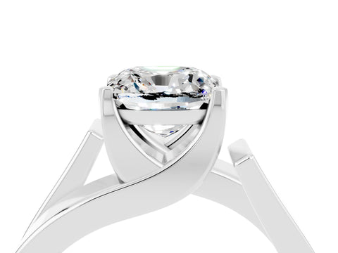 White gold Modern Tension Set Cushion Cut Moissanite Solitaire Wide Band Ring_4