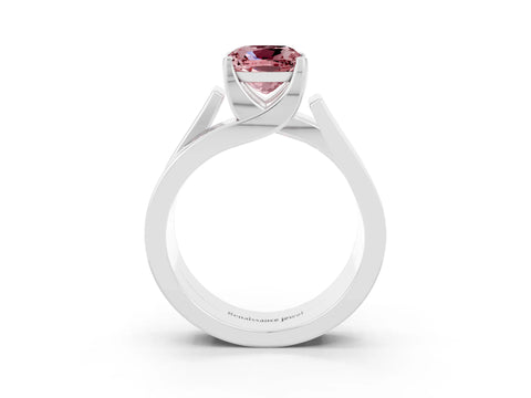 White gold Modern Tension Set Cushion Cut Morganite Solitaire Wide Band Ring_3