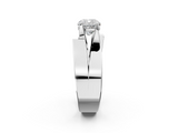 14K White Gold Modern Tension Set 6.01 Carat E VVS2 Cushion Diamond Solitaire Wide Band Ring