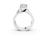14K White Gold Modern Tension Set 6.01 Carat E VVS2 Cushion Diamond Solitaire Wide Band Ring