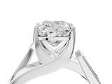 14K White Gold Modern Tension Set 6.01 Carat E VVS2 Cushion Diamond Solitaire Wide Band Ring