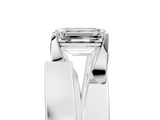 White gold Modern Tension Set Emerald Solitaire Wide Band Ring_202