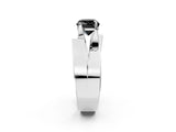 White gold Modern Tension Set Fancy Black Cushion Cut Solitaire Wide Band Ring_2