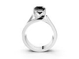 White gold Modern Tension Set Fancy Black Cushion Cut Solitaire Wide Band Ring_3