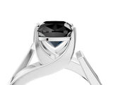 White gold Modern Tension Set Fancy Black Cushion Cut Solitaire Wide Band Ring_4