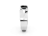 White gold Modern Tension Set Fancy Black Emerald Cut Solitaire Wide Band Ring_2