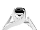 White gold Modern Tension Set Fancy Black Emerald Cut Solitaire Wide Band Ring_4