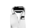 White gold Modern Tension Set Fancy Black Emerald Cut Solitaire Wide Band Ring_5