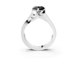 White gold Modern Tension Set Fancy Black Heart Cut Solitaire Wide Band Ring_3