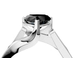 White gold Modern Tension Set Fancy Black Heart Cut Solitaire Wide Band Ring_4