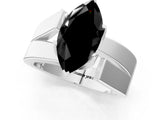 White gold Modern Tension Set Fancy Black Marquise Cut Solitaire Wide Band Ring_1